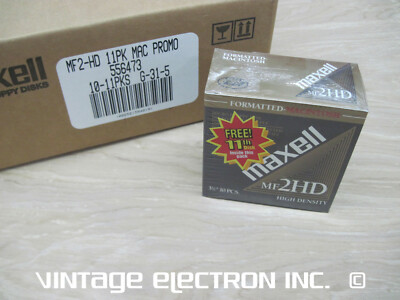 Maxell MF2HD 3-1/2'' (3.5) High Density Floppy Disks - SEALED BOX 11 (MAC FORMAT)