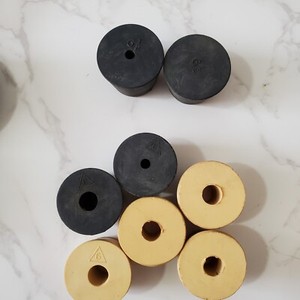 Lot 8 Rubber Tapered Stoppers Laboratory #6-6.5 Black Cream Most Drilled 3 Corks