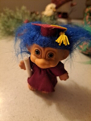 Russ Berrie Lucky LIFEGUARD Troll Doll With Pink Hair - Vintage Collectible