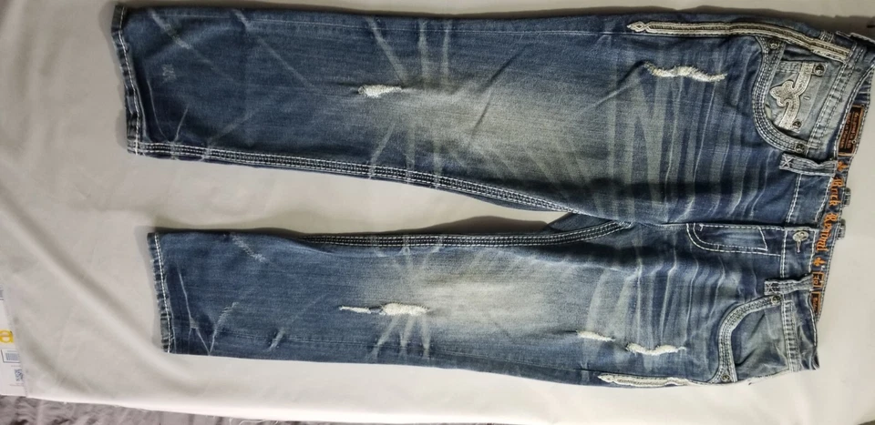 ROCK REVIVAL Men Bridge Rix St 17 Classic Cotton Denim Jean - 38x32 Blue EP9926E - Image 3 of 4