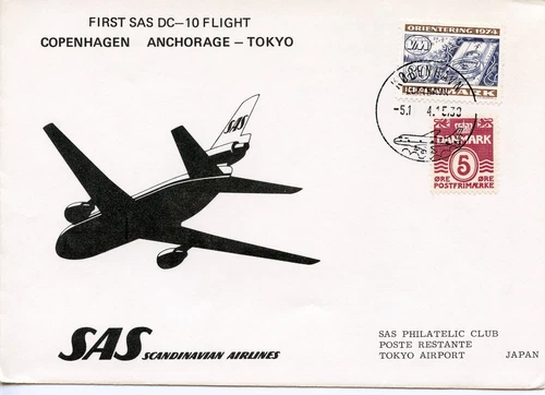 DENMARK  SAS COPENHAGEN-ANCHORAGE-TOKYO 1974  FDC1978