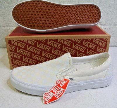 Vans VN000EYE Classic Slip On Cream Checkered Shoes Mens SZ 6, Ladies SZ 7.5