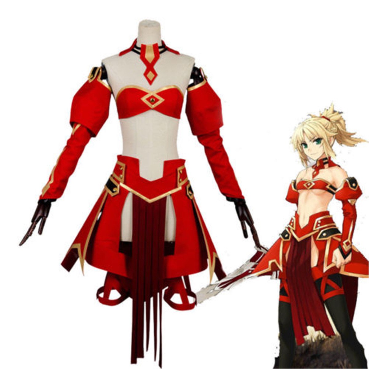 FGO Fate Grand Order Saber Mordred Cosplay Costume Red bunker