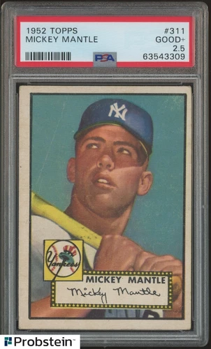 1952 Topps #311 Mickey Mantle New York Yankees RC Rookie HOF PSA 2.5 ICONIC CARD