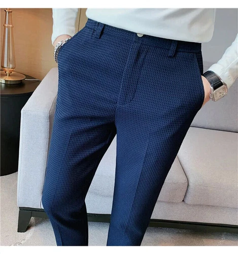 Business Casual Suit Pants For Men Clothing Fit Formal Wear Trousers 36 - Imagen 16 de 30