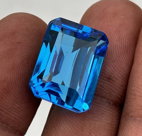 Natural 21.00 Ct Blue Tourmaline Emerald Cut Rare Loose Gemstone O-2095