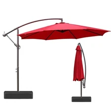 Aoodor  10ft Offset Patio Umbrella Cantilever Hanging Market Umbrella with Base