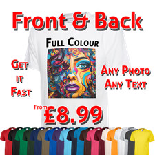 Personalised Childs T Shirt Any Image and Text Custom Photo Printed Party Event