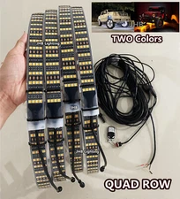 JHB Brightest QUAD ROW 17.5" AMBER & WHITE LED Turn Signal Wheel Rings Lights x4