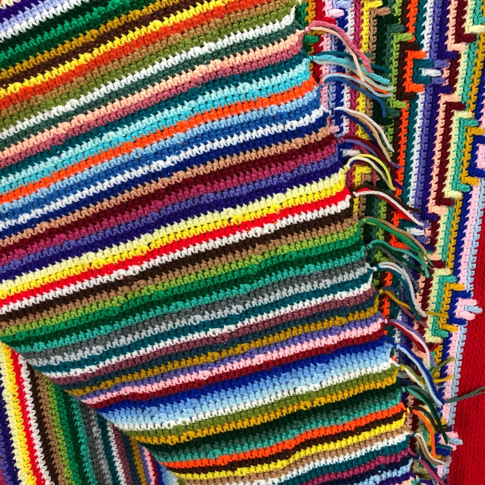 Vintage Afganistán Hecho a Mano Flecos Granja Retro FABULOSO Geométrico Brillante ÚNICO Foto 2 de 4