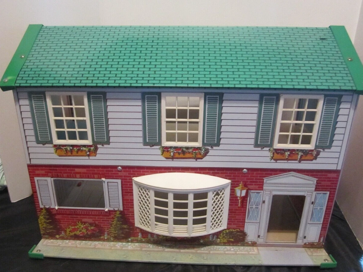 Erine Toy Co. Metal Vintage Doll House Tin Litho Two Story
