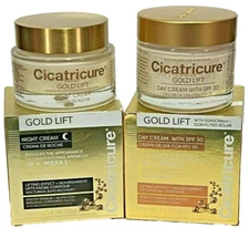 CICATRICURE GOLD LIFT DAY CREAM SPF 30 and NIGHT CREAM 50G EACH REDUCE WRINKLES