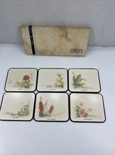Vintage Jason Coasters Wildflowers Set of 6 Original Box Cork Back. #C6