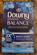 Downy Infusions Balance Crisp Rain Blue Eucalyptus Softener Sheets - Pack of 80