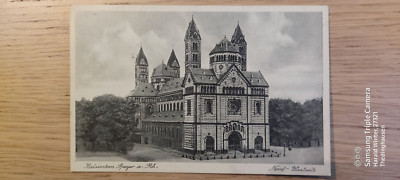 Postcard Imperial Cathedral Speyer a. Rh. North West Side 19/08/1930 Gel_