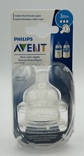 Philips Avent Anti Colic Baby Bottle Nipples 3m Medium Flow BPA Free 2 Pack NEW