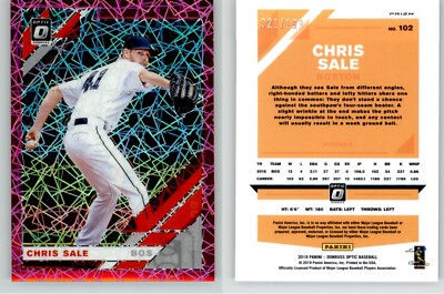 Chris Sale 2019 Panini Donruss Optic Pink Velocity Prizm #102 /199 Red Sox