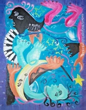 Moonlight Music Cubism 8 x 10 Print Cubist Pop Art Signed Artist KSams Abstract