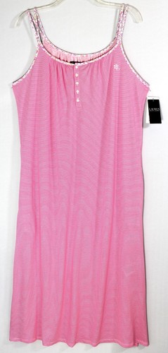 LAUREN RALPH LAUREN Ballet Length Nightgown Size M Pink/White Stripe Retail $62 - Picture 2 of 7