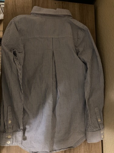 Vineyard Stripe Sconset Popover Shirt Estimated Size Small 7-8 Blue and White - Picture 3 of 3