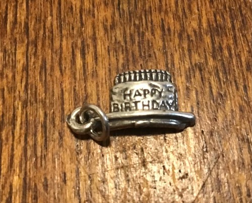 Sterling happy birthday cake charm