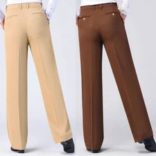 Men Ballroom Latin Dance Pants Straight Fit Modern Smooth Practice Trousers Long