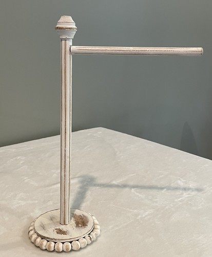 Wood Bath or Kitchen Hand Towel Stand for Tabletop/Counter - Shabby Chic