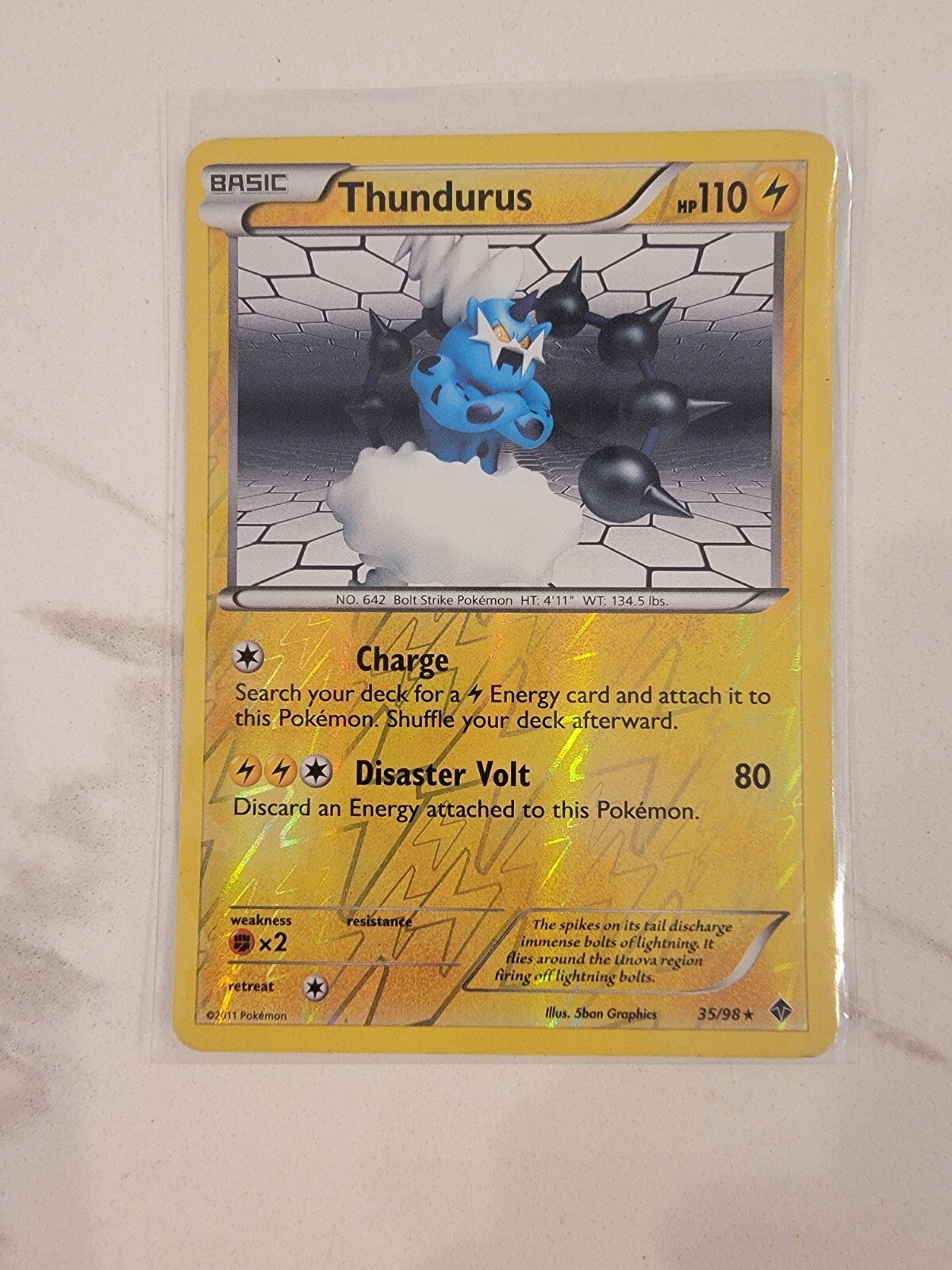 Thundurus 35/98 Reverse HOLO Rare BW Emerging Powers Pokemon Card - LP