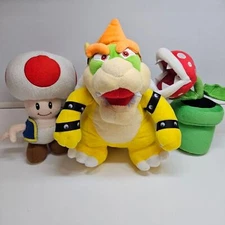 Nintendo Super Mario Brothers Piranha Plant Bowser Red Toad Plush Set SANEI
