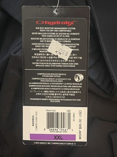 New Oakley Mens Compression Tights Pants Black Ohydrolix Sports Gym XXLarge - Picture 2 of 10