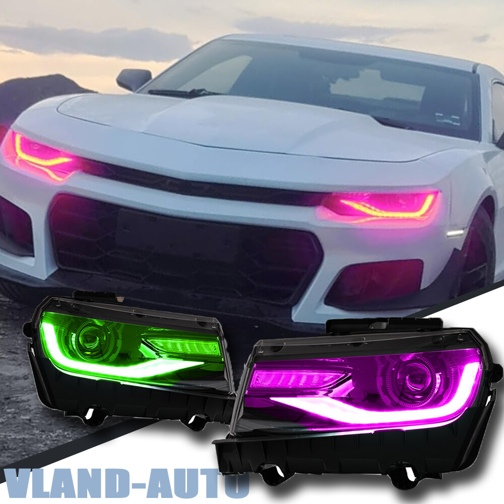 VLAND LED Headlights For 2014 2015 Chevy Camaro 5th Gen Upgrade Multicolor DRL