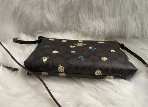 Coach Zip Top Crossbody In Signature Canvas With Vintage Mini Rose Print C7425 - Picture 8 of 12