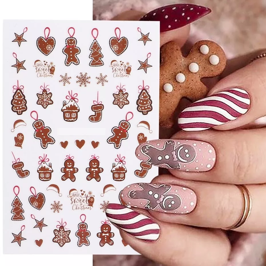 Christmas Nail Art Stickers Decals White Snowflakes Glitter Gel Polish DIY  | eBay