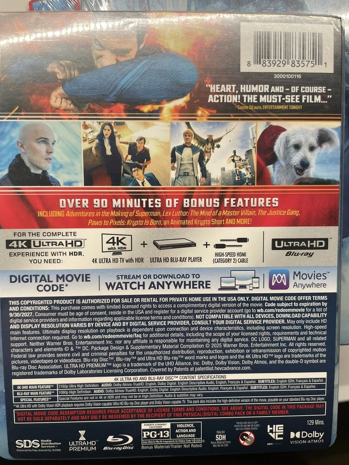 Superman Limited Edition Steelbook 4K UHD+Blu-ray+Digital Sealed IN HAND Foto 2 de 2