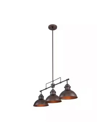 RRTYO Husby 3-Light Oil Rubbed Bronze Kitchen Island Pot Lid Pendant Light