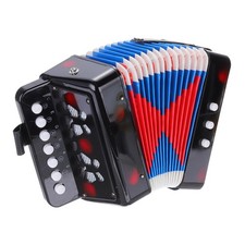 Accordion 10 Keys Button Accordion Mini Musical Instrument Gifts, Black