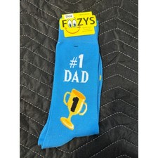 Foozys Crew Socks Men 10-13 Blue NWT 1 Dad Trophy Graphic Novelty FM-96