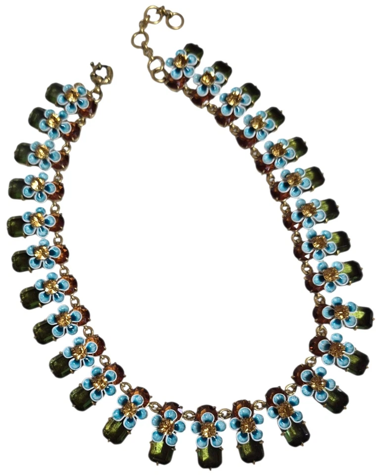 Collar J.Crew Apilado Floral Cristal Verde Azul Multi Luz Oro Buey Latón Foto 3 de 4