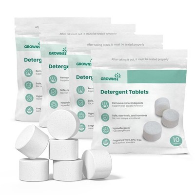 GROWNSY Detergent Tablets 40 Count, Bottle Washer 1 Count (Pack of 40), White