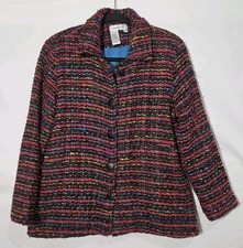 Coldwater Creek Women's Confetti Boucle Tweed Textured Jacket Medium Colorful
