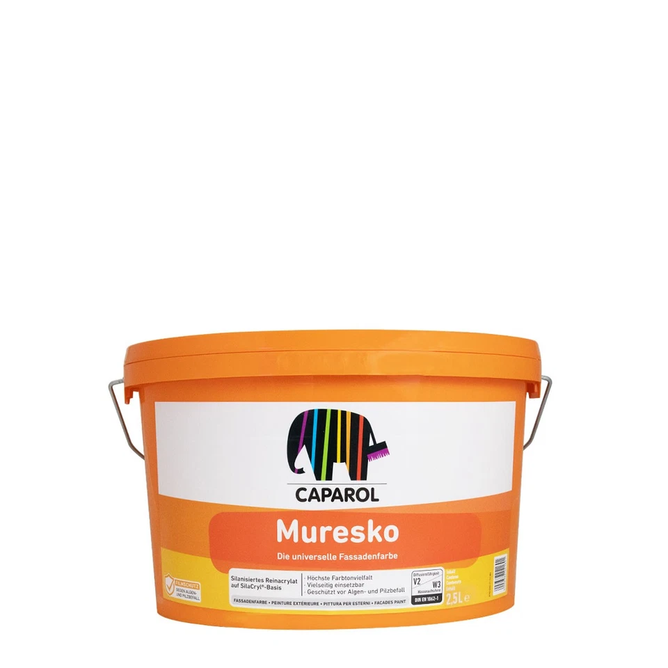 Caparol Muresko SilaCryl Fassadenfarbe 2,5L weiss, Reinacrylat-Fassadenfarbe - Bild 1 von 1