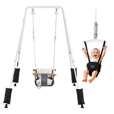 VEVOR Toddler Swing and Jumper 2 in 1 Swing Set and Bouncer A-Frame Stand Black