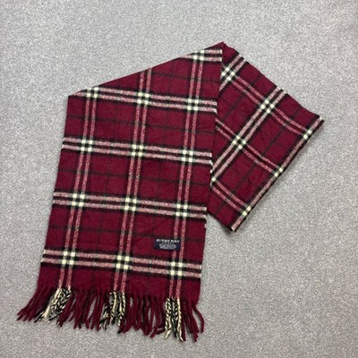 Burberry London Scarf 64x12 Inches Red 100% Lambswool Nova Check