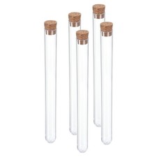 13ml Plastic Test Tubes with Cork Stoppers, 5Pcs 150x15mm Tubes