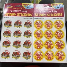 TREND Scratch n Sniff RETRO STINKY STICKERS, GUMBALL & Spaghetti NEW