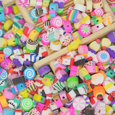 200Pcs Fruits Polymer Clay Spacer Beads, Mixed Fruit Charm Beads for DIY Necklac