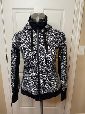 Athleta Black White Windstorm Zip-Up Triumph Hoodie Sweatshirt, Size XS