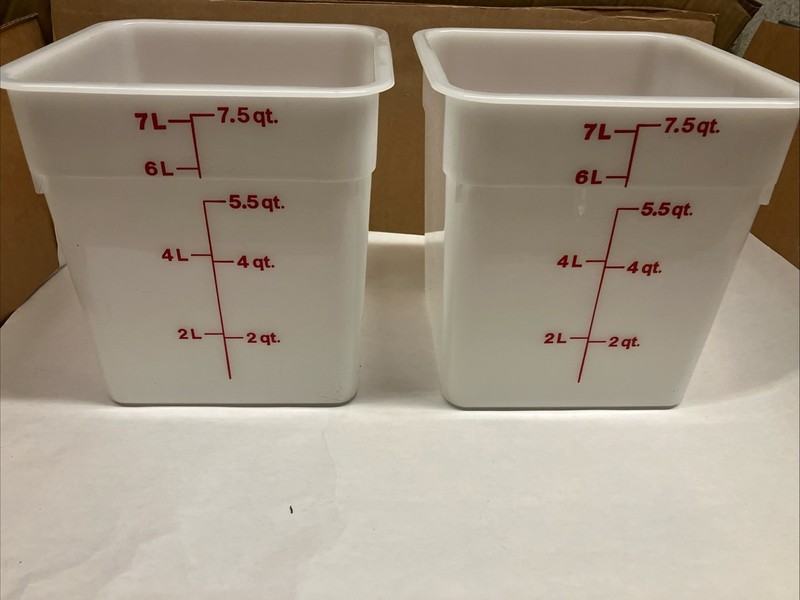 Cambro 8SFSP148 White Poly 7.5 QT Cam-Square Container - Pack of 2