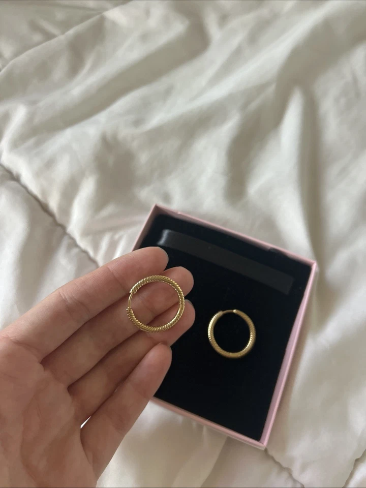 New 100% Authentic PANDORA Gold Rope Hoop Earrings - Image 2 of 3