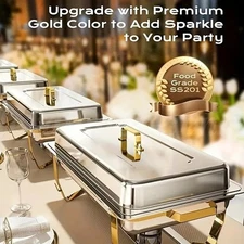 9QT Gold Chafing Dish Buffet Set, 408 High-quality Stainless Steel, 2/4 Pack